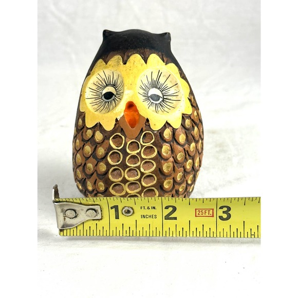 Vintage Ceramic Pottery Owl Wide Eyes Eyelashes Anthropomorphic Hand Painted - Picture 10 of 10